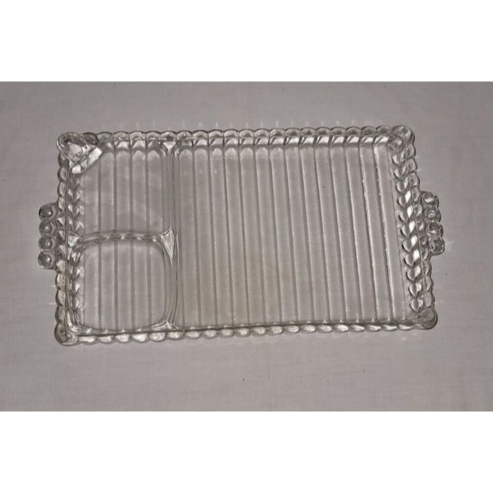 VTG Hazel Atlas Glass Snack Sip & Smoke Luncheon Set Mid-Century Rare Tray + Cup